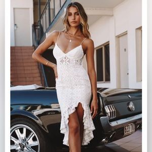 White lace midi dress